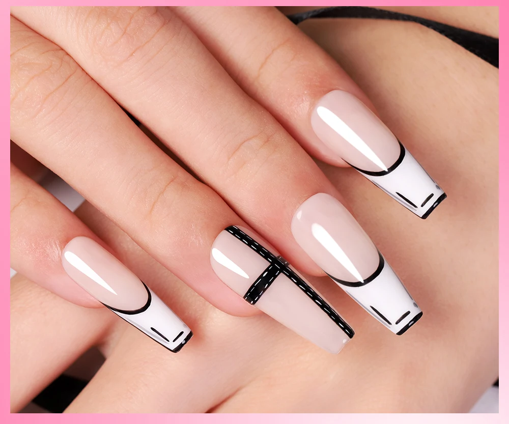 AWStorG 5 g 4-in-1 No Wipe Painting Gel Lack No Flowing Black White Color Painting Liner Nail Art Glitter UV Gel Top Coat Man – Detail 8