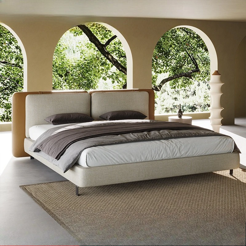 Italian light luxury simple designer fabric bed hotel villa model room bedroom 1.8 meters double bed