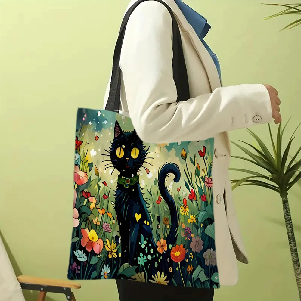 1 Stück süße Cartoon-Katze-Umhängetaschen, lustiges Tier, die Sternennacht, Umhängetaschen, lässige modische Tasche, multifunktionale Handtasche – Detail 8