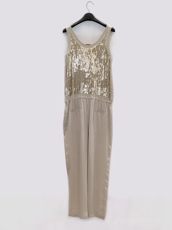 Jumpsuit met paillettenkraag, dames zomer casual wijde pijpen, lange jumpsuit met riem, trendy en modieus