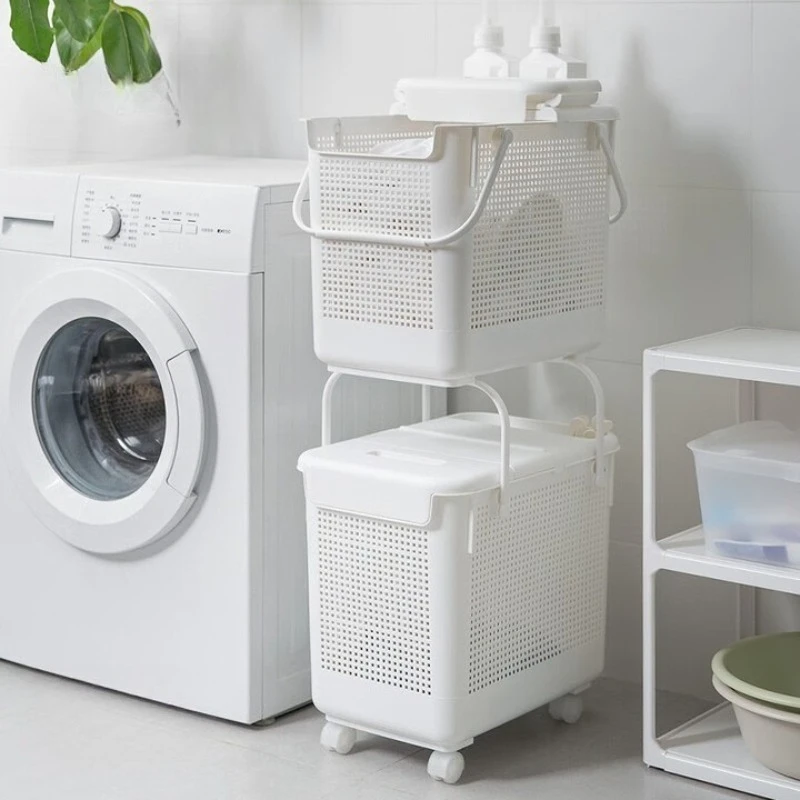 

Dirty clothes basket, household storage basket with handle, stackable laundry basket