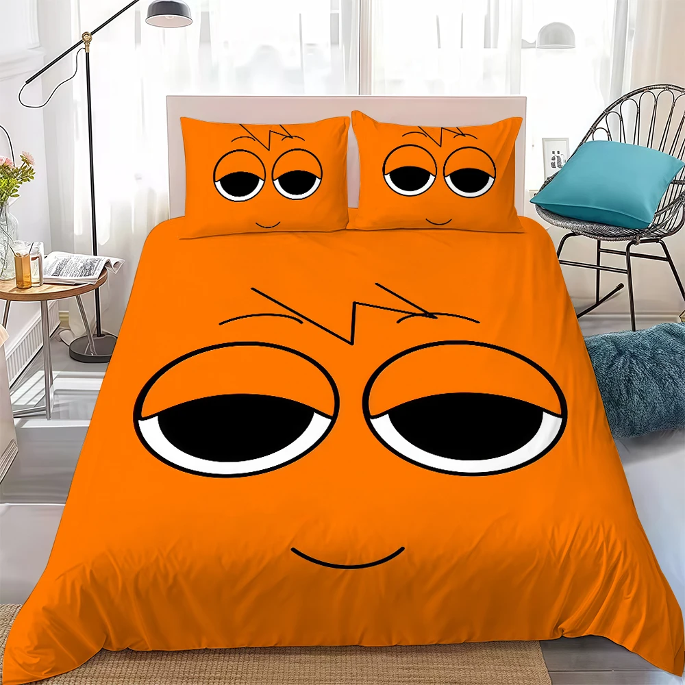 Cute S-Sprunki Duvet Cover Set Home Style Bedding Soft Laundry Cotton Bed 3 Piece Set Student Dormitory Gift