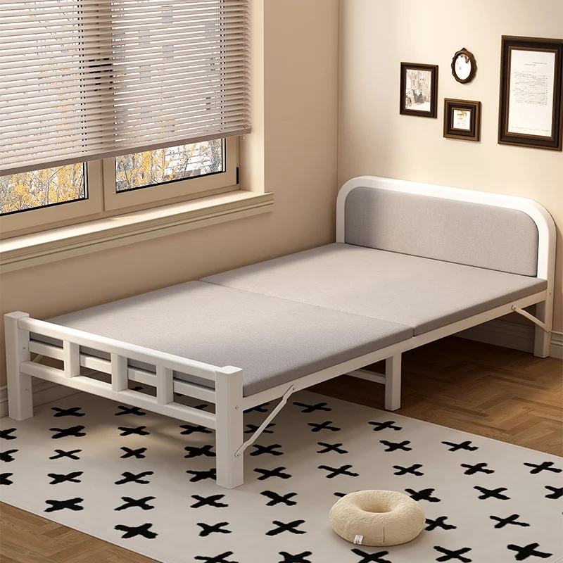 #Folding Bed 1.2m Single Size Foldable Iron Frame Modern Design For Rental Room Small Bedroom Extra Bed Adult Use