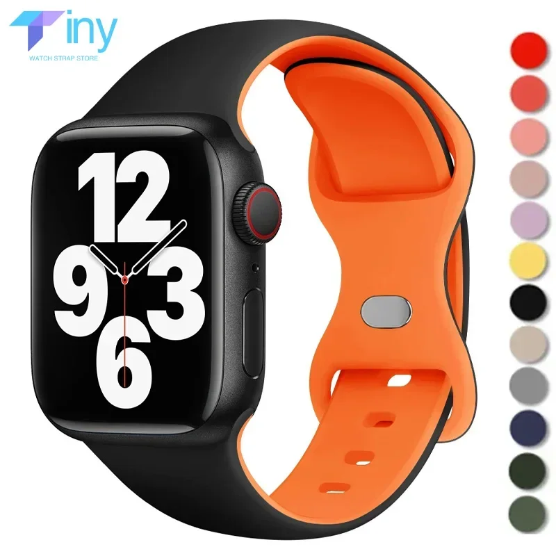 Silicone Strap for Apple Watch Ultra 2 Band 49mm 46mm 44mm 45mm 41mm 42mm Watchband For IWatch Series 10 9 8 7 6 5 4 SE Bracelet