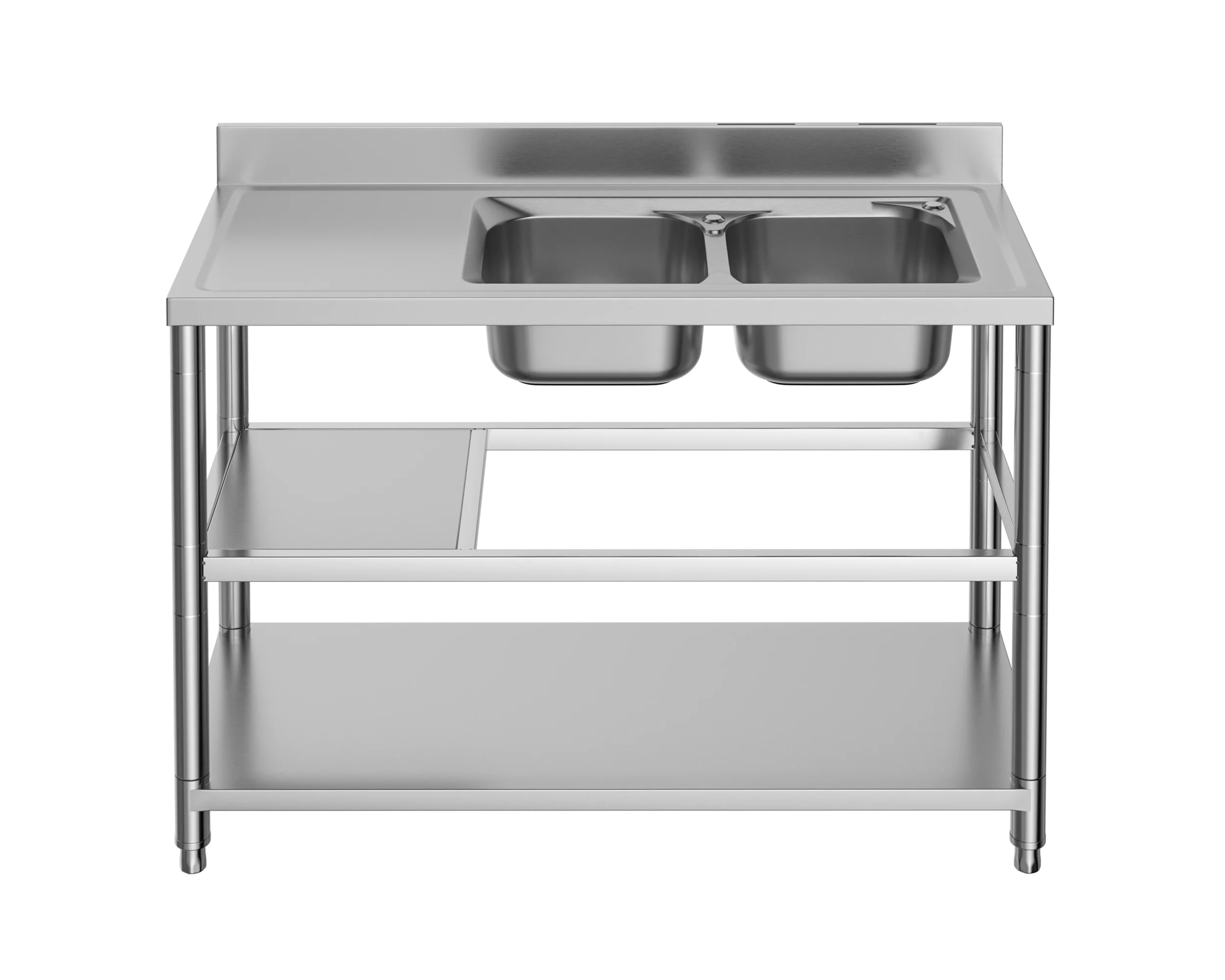 

Practical Freestanding Sink Stainless Steel Double Bowl Kitchen Sink