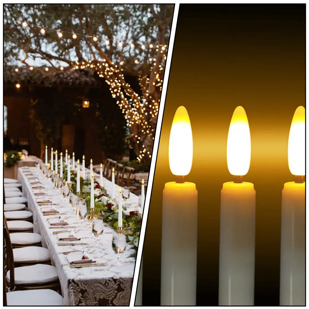 1 set Led Lamp Long Luminous Flameless Candles For Xmas Wedding Party Decor Smokeless Plastic Light