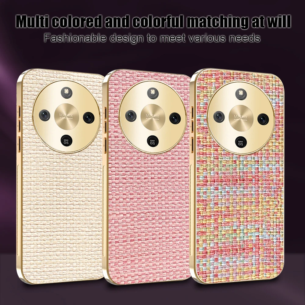 

For Honor Magic 8 Lite X9D X70 Case Cloth Braided Texture Camera Protection Electroplated Silicone Shockproof Bumper Back Cover
