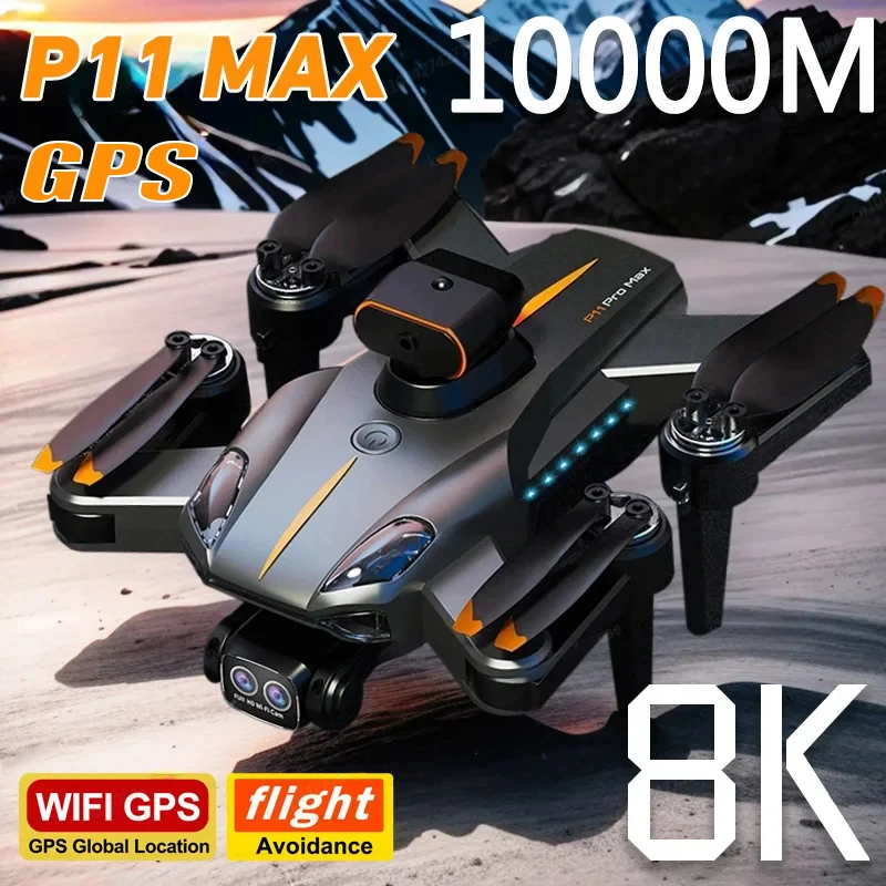 NEW P11 Pro Drone 8K HD Camera GPS Professinal Four-way Intelligent Obstacle Avoidance Foldable Quadcopter RC Distance 5000M Toy