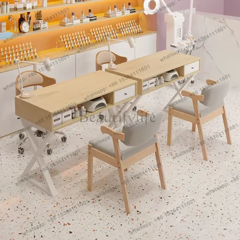 FG Modern Rustic Manicure Table Eclectic Trendy Minimalist Unique Nail Table With Storage Multifunctional Mesa Manicura Furnitur