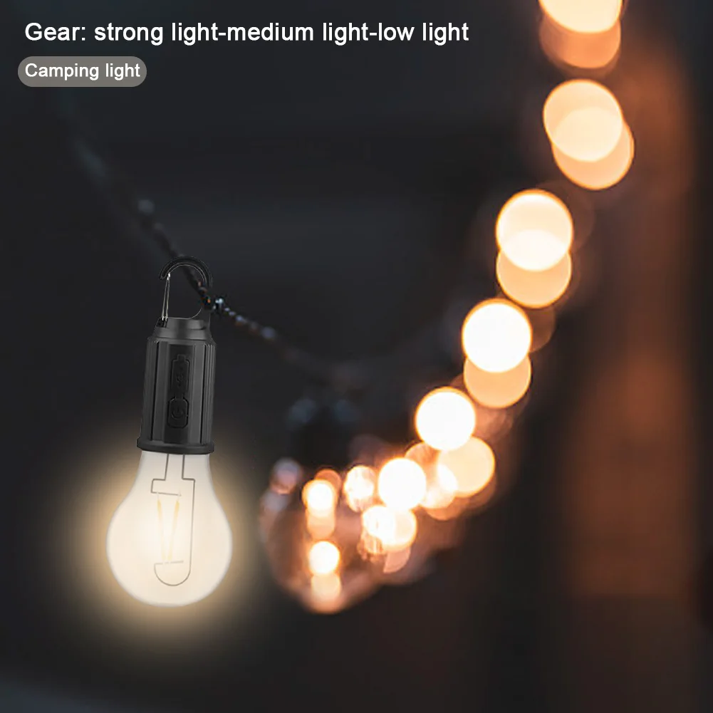 Lampada da campeggio a LED con gancio 400mAh Lampada a sospensione da campeggio esterna Impermeabile Tipo C Ricarica Luci da tenda sospese per escursionismo Pesca