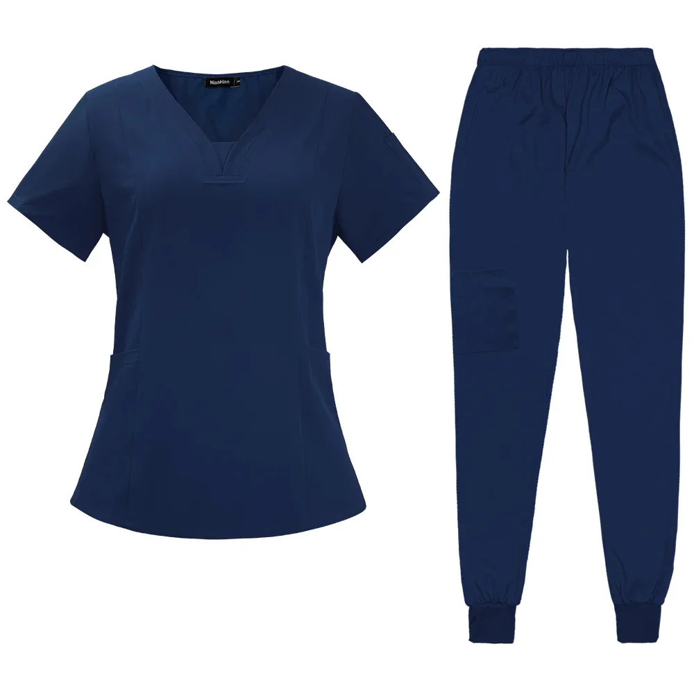 Divise mediche da donna set di scrub elasticizzati camici chirurgici ospedalieri top a maniche corte accessori per l'allattamento pantaloni vestiti per medici