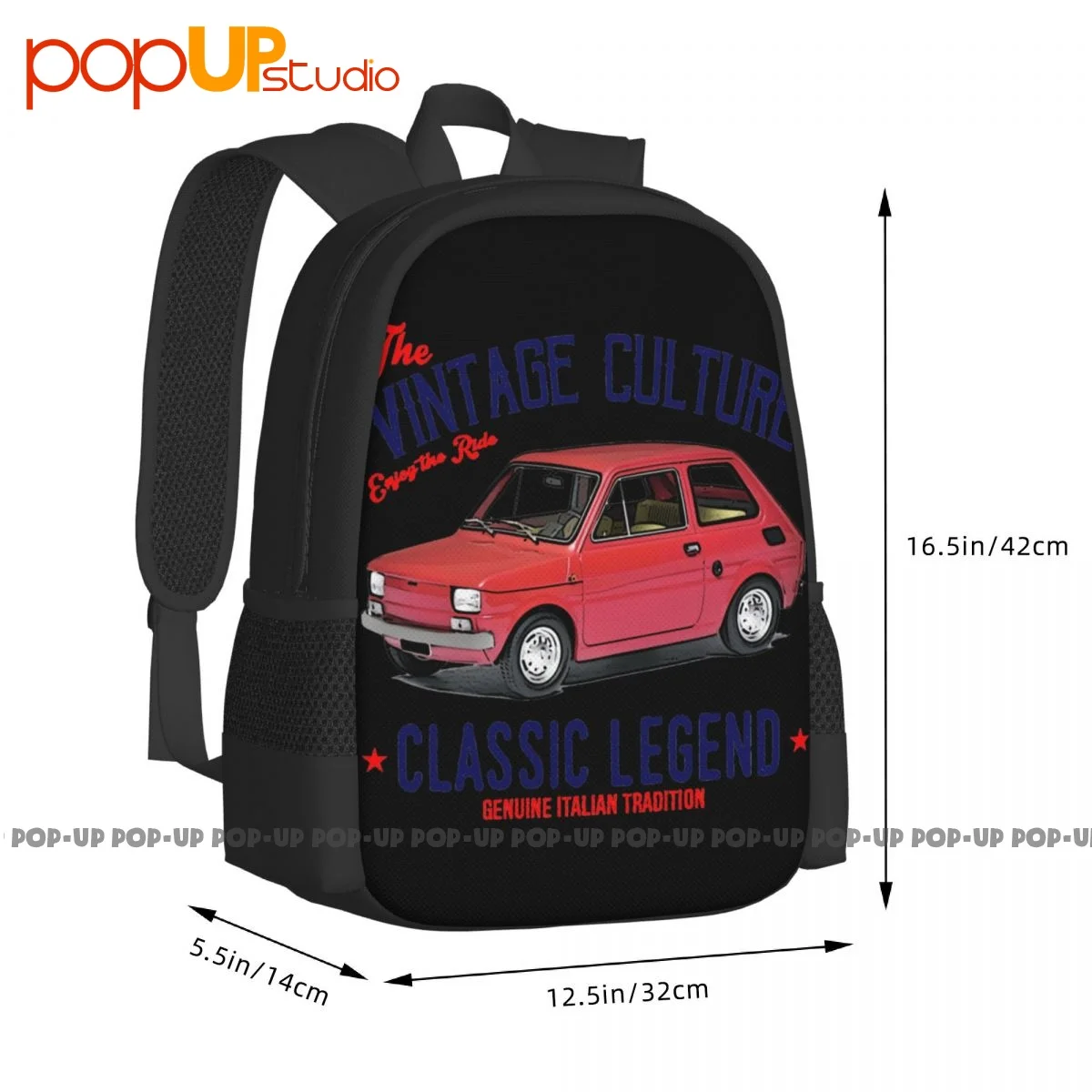 Italian Car Fiat 126 Prima Serie Backpack Large Capacity Hot Foldable Shopping Bag Riding Backpack