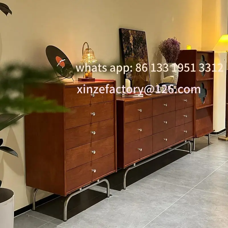 

Customizable medieval solid wood chest of drawers retro living room six chest of drawers against the wall storage cabinet nine