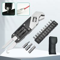 16 In 1 Adjustable Wrench Tool Hex Wrench Multifunction Camping Outdoor Survive Tools Bottle Opener Screwdriver Folding Pocket