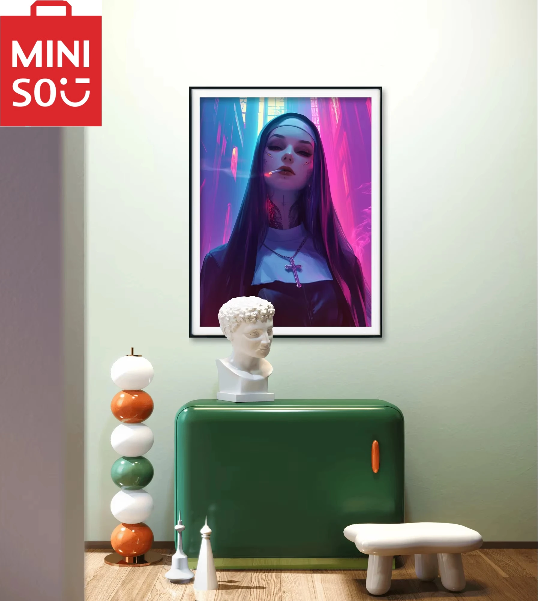 

MINISO картина маслом по номерам красивая фигурка монахини украшение дома живопись стены спальня декор комнаты подарок рамки