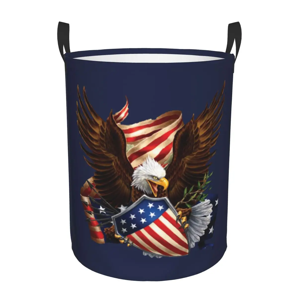 USA Eagle American Flag Laundry Basket Foldable Large Clothing Storage Bin Baby Hamper