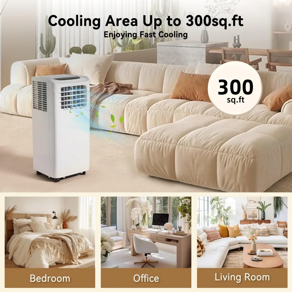 Air Conditioners 4-in-1 with Cooling, Dehumidifier, Fan, 24H Timer, Includes Window Mount Kit, Portable Air Conditioner