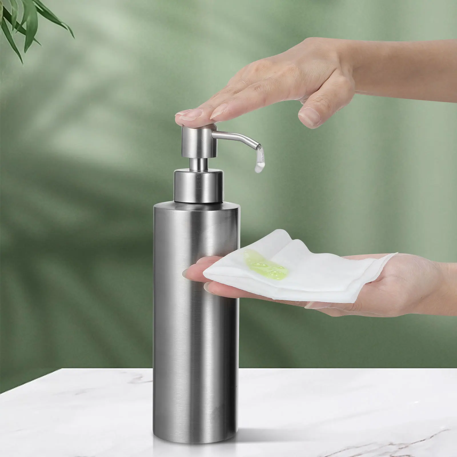 

350Ml Soap Dispenser Stainless Steel Modern Design Liquid Dispenser for Bathroom Kitchen Easy Refill for Facial Wash Conditioner