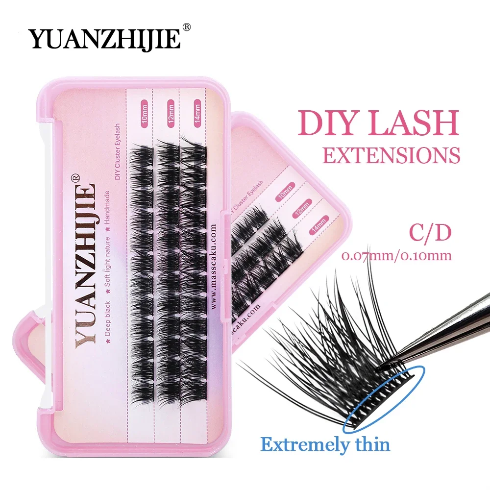 YUANZHIJIE-extensiones de pestañas individuales, de 36 volúmenes de visón extensiones de pestañas, grupos segmentados naturales, maquillaje