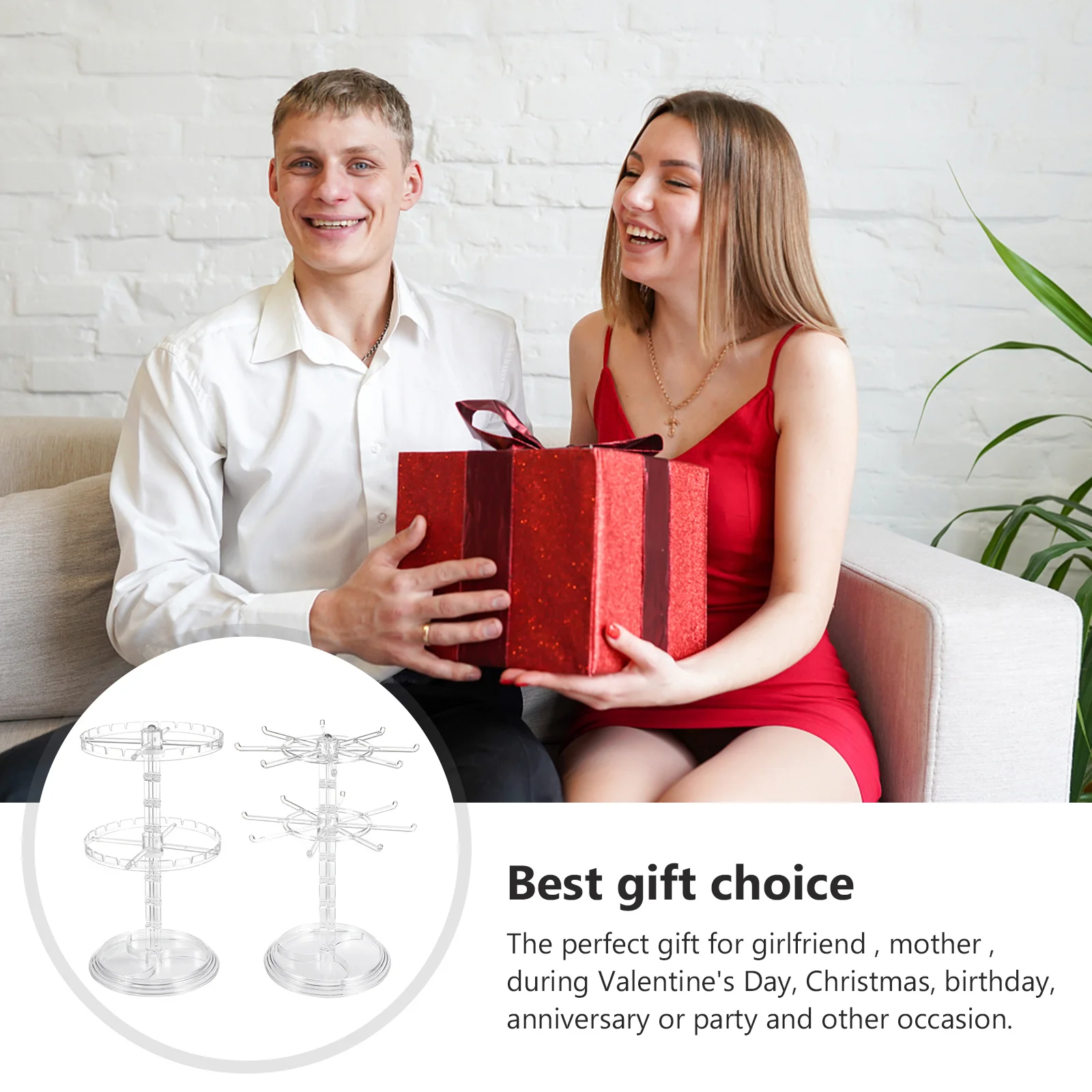 2 قطعة حامل عرض المجوهرات القابل للتدوير 2-Layer القرط تخزين الرف انفصال المنظم ل قلادة تخزين أقراط الوقوف