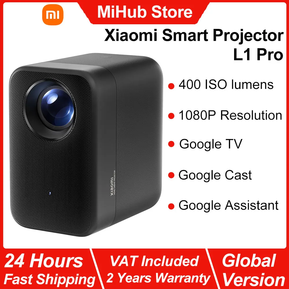 Xiaomi Smart Projector L1 Pro, 400 ISO Lumen, Google TV 1080p fysieke resolutie, automatische focus & automatische keystone correctie, Dolby Audio