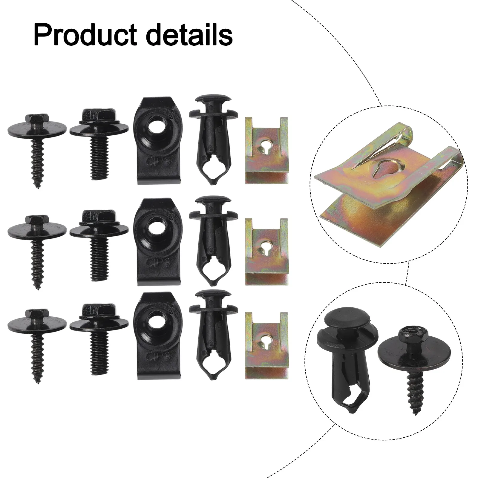 Car rivet button fasteners kit 100pcs with expansion through-hole design for bumper dashboard and trunk repair use