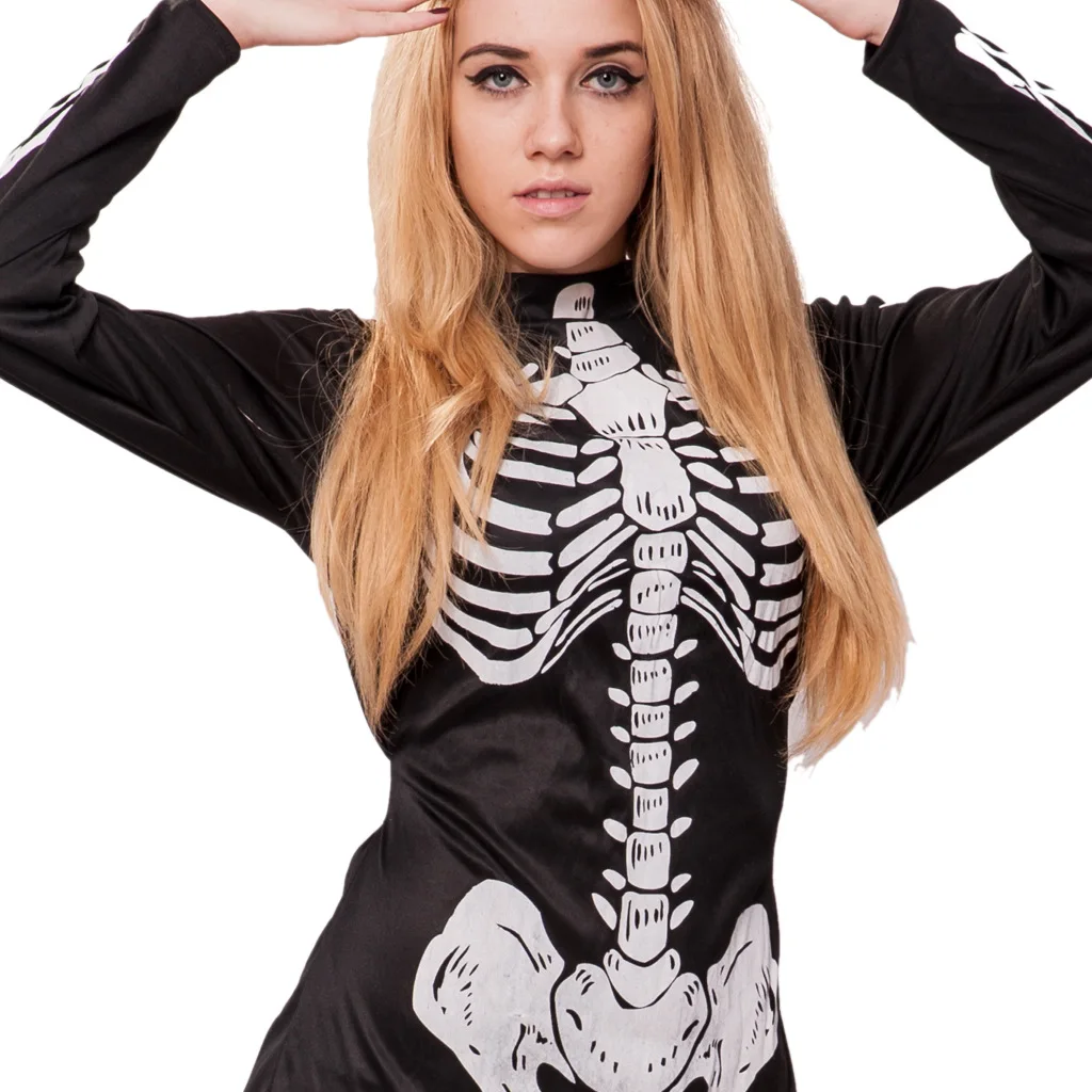 loween Costume da scheletro Abito tutto in uno Cornice terroristica Abiti da fantasma Bla Skeleton Outfit Costume da palcoscenico etnico da donna
