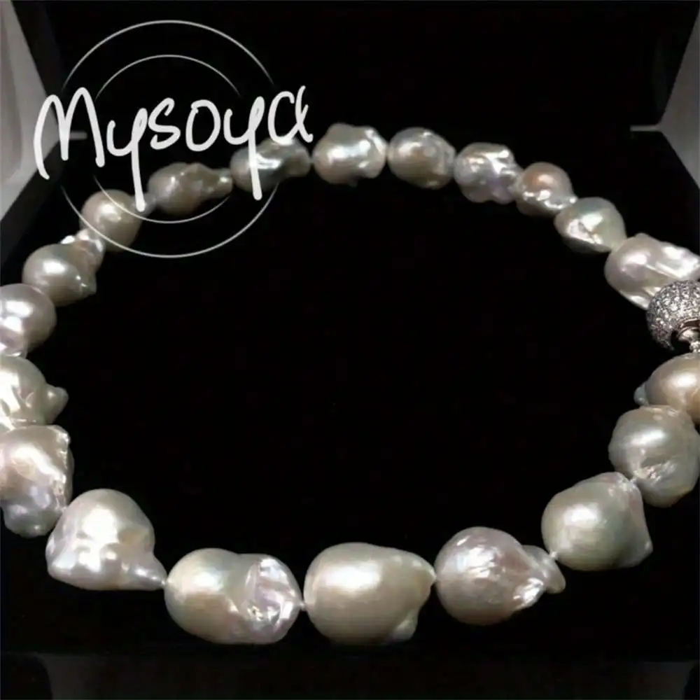

MYSOYA Large White Baroque Pearl Necklace 14-17mm Gift Box Birthday/ Wedding/ Christmas Gift Anniversary Gift Party Gift