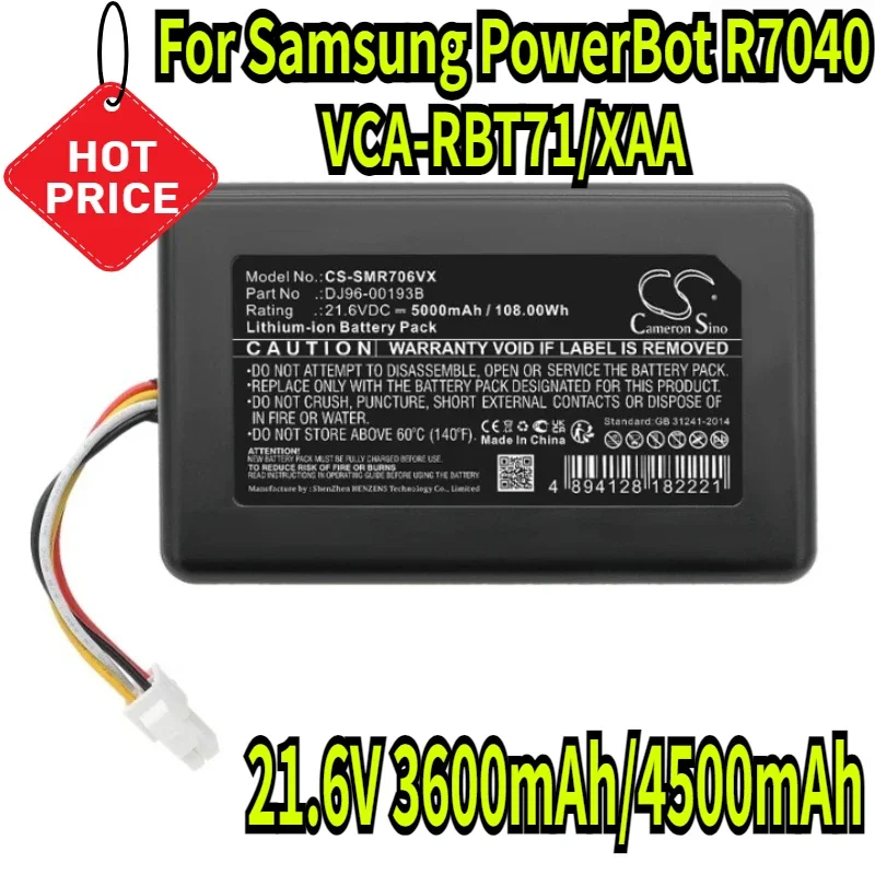 

Batterie 21.6V 3600mAh/4500mAh VCA-RBT71/XAA Pour for Samsung PowerBot R7040,R1AM7010UW/AA,VR1AM7010U5/AA,VR1AM7040W9