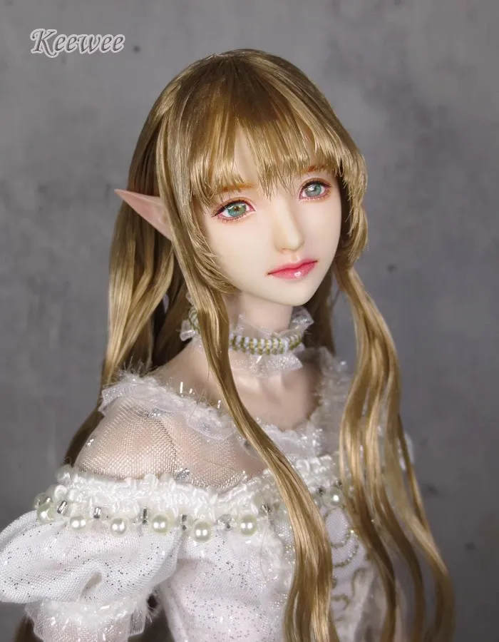 KEEWEE 1/6 Scale Female Soldier OB27 Elf Ear Head Sculpture White Skin Model Handmade Fit 12