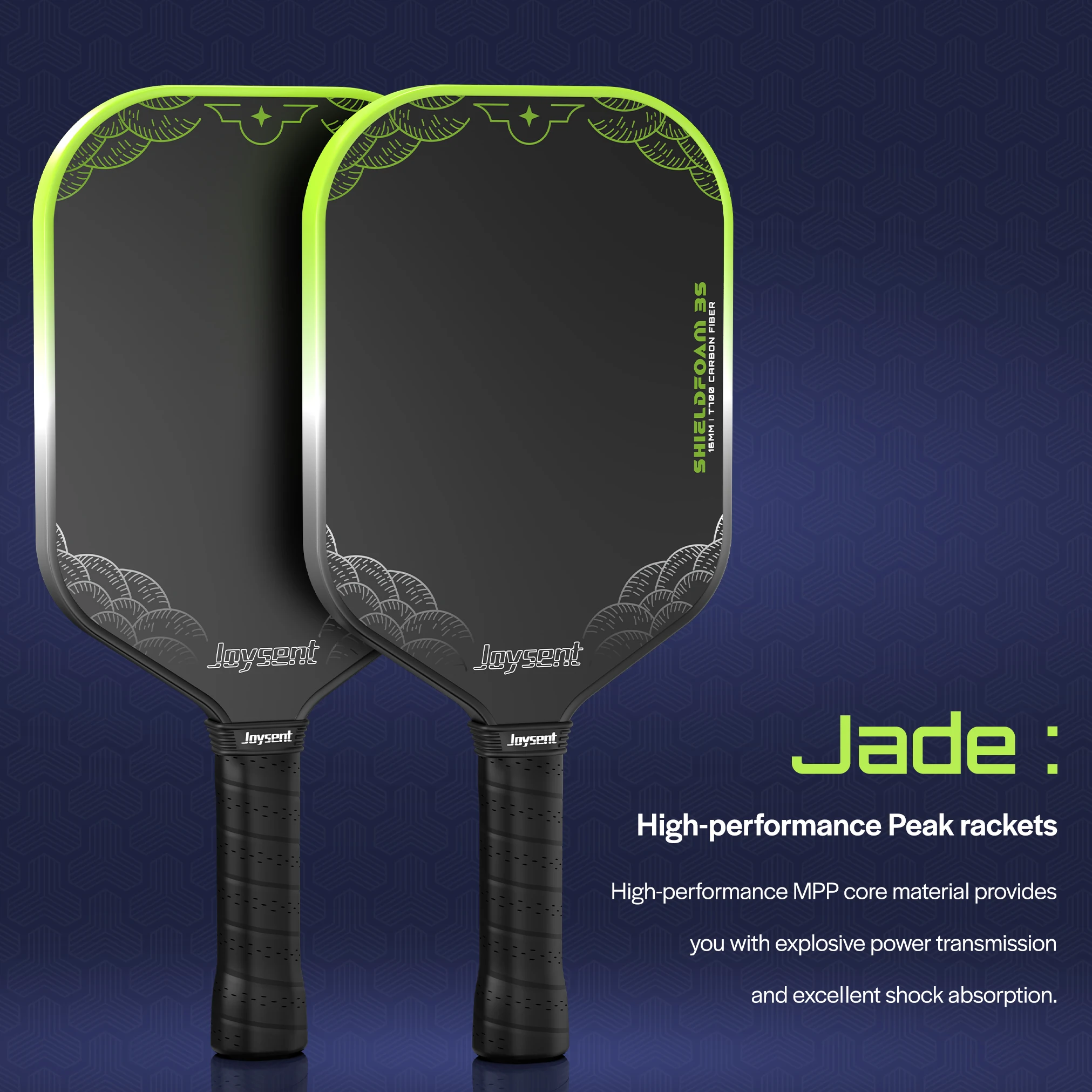Joysent MPP Schaumkern Pickleball-Schläger Thermogeformtes T700 Rohkohlefaser 16mm Pickleball-Racket für Spin & Kontrolle für Fortgeschrittene – Detail 2
