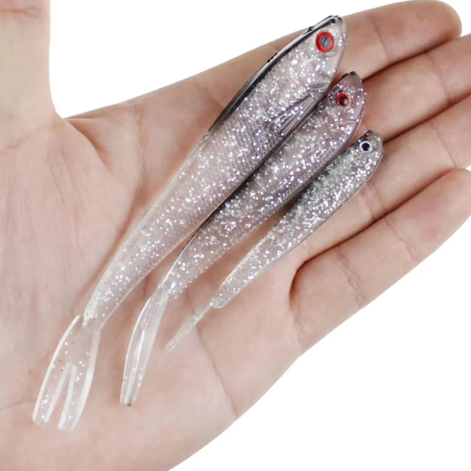 

14pcs Realistic Forked Tail Soft Bait Lifelike Swimming Silicone Lure for Bass Snakehead Mandarin Fish Freshwater Fishing