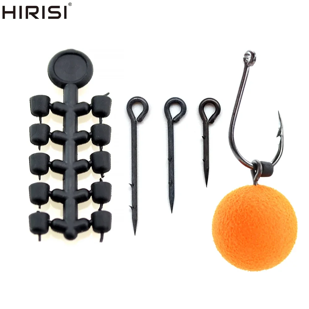 20pcs Carp Fishing Boilie Screw Swivels Fishing Bait Needle and 5 Cards Rubber Beads for Carp Fish Hook