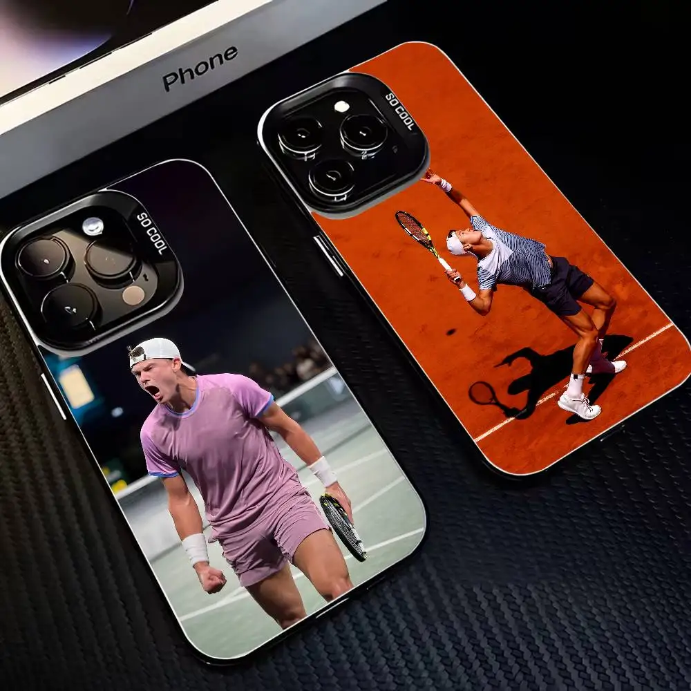 

Чехол для телефона Tennis Holger Rune для iPhone 16,15,14,13,12,11, Mini, Pro, MAX, черный матовый противоударный чехол