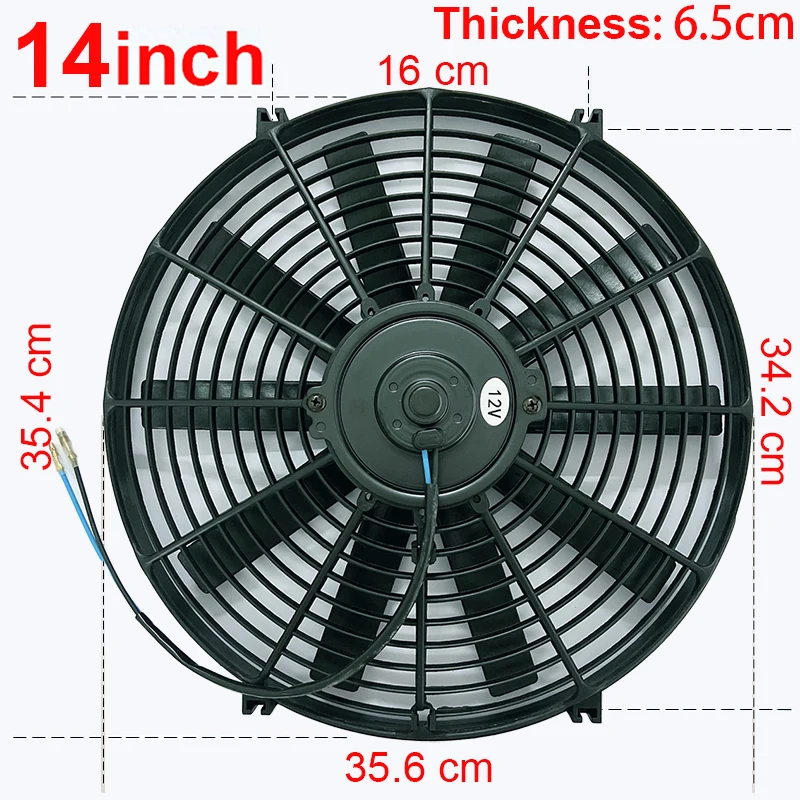 8 9 10 12 14 inch universele slanke ventilator push-pull elektrische radiateurventilator luchtzuigtype koel- en montageset 12V 80W 2100 RPM