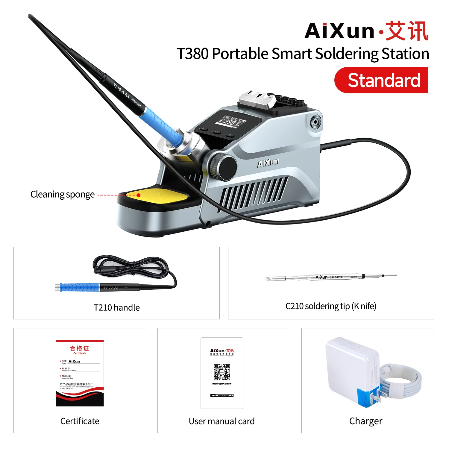 

AIxun T380 80W Smart Soldering Station Support T210 Handle Tips 1Second Heating Rapid Melting tin Welding Rework Station
