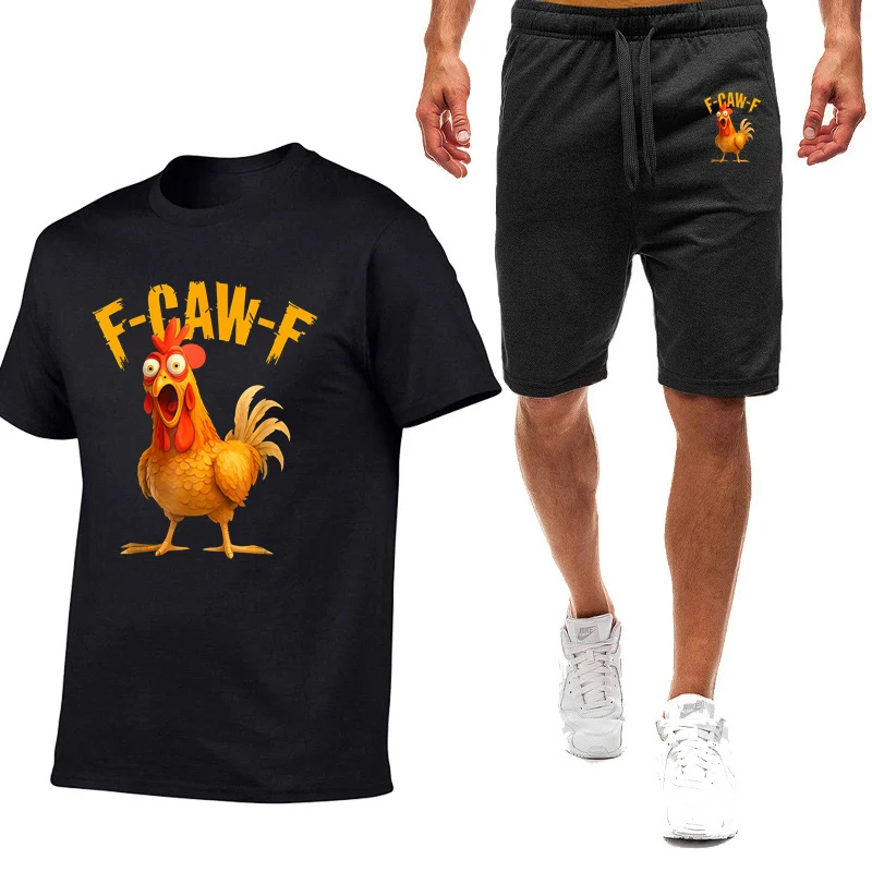 

F Caw F Chicken FCAWF 2025 летний мужской новый девятицветный комплект с короткими рукавами, повседневная футболка + короткие брюки, дышащий тонкий спортивный костюм