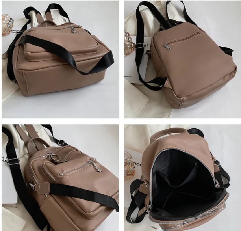 Newest Vintage Solid Soft Pu Leather Backpacks Women High Quality Travel Shoulder Bags Large Capacity School Bag Casual Backpack