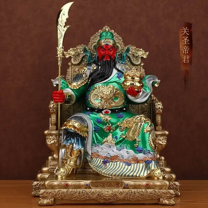Guan Yu Statue Resin God of Wealth Home Decor Feng Shui Guan Gong Figure Office Desktop Ornament Lucky Business Gift for Men