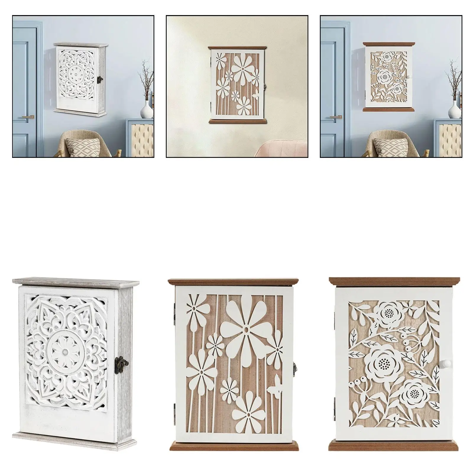 Key Box Organizer Portable Gifts Easy to Install with 6 Hooks Ornament for