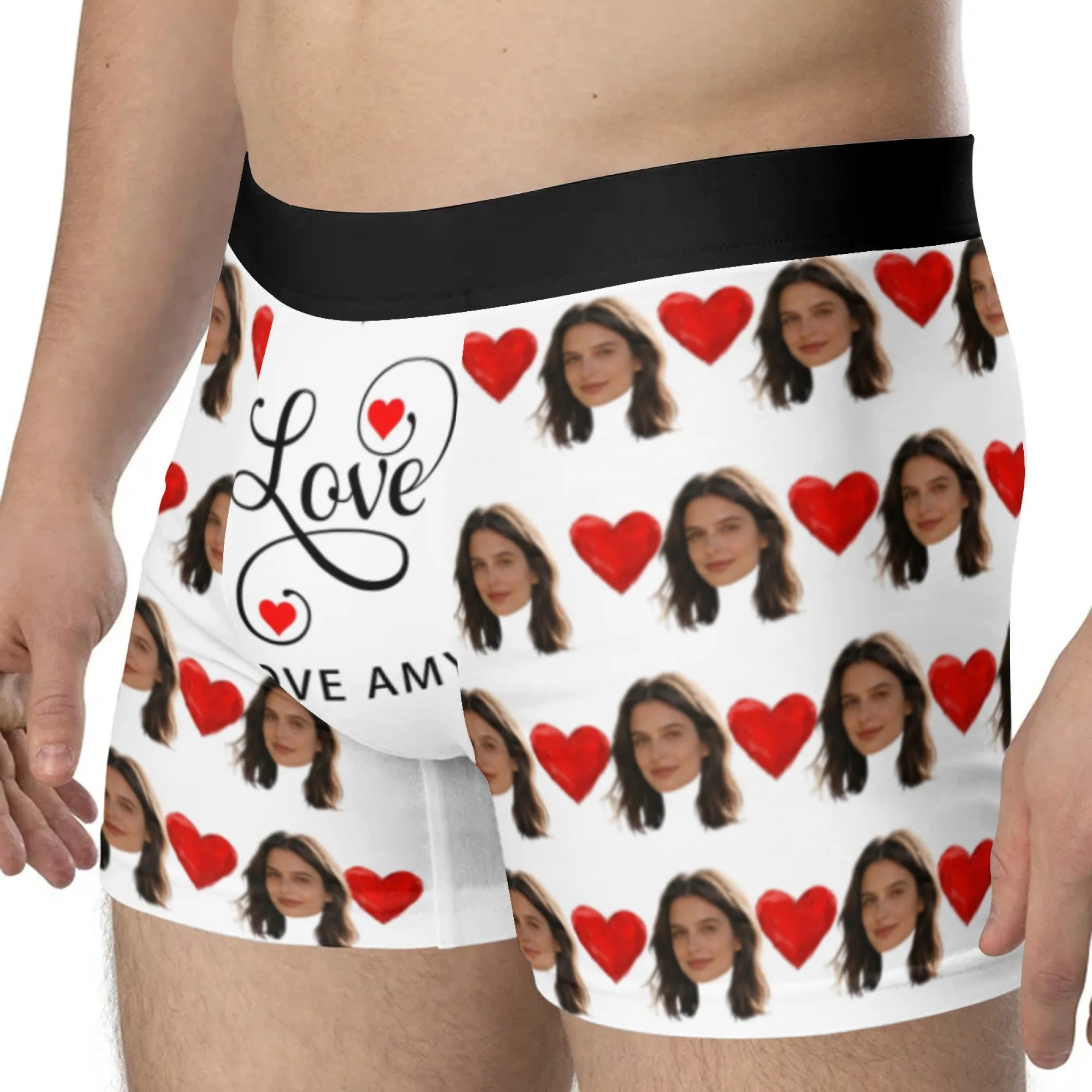 Customized Personalized Facial Photo Underwear Men's Flat Corner Valentine's Day Gift Husband Anniversary Gift Father Son Birthd