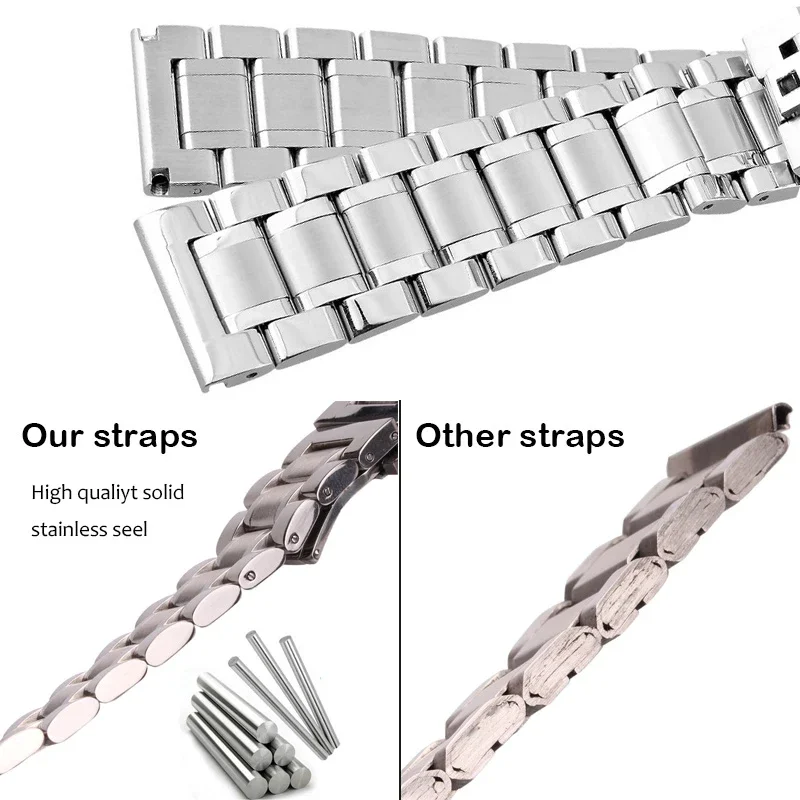 Stainless Steel Watchband Bracelet Universal Metal Strap 16mm to 24mm Solid Watch Band for Men Fine Steel Accessories image 3