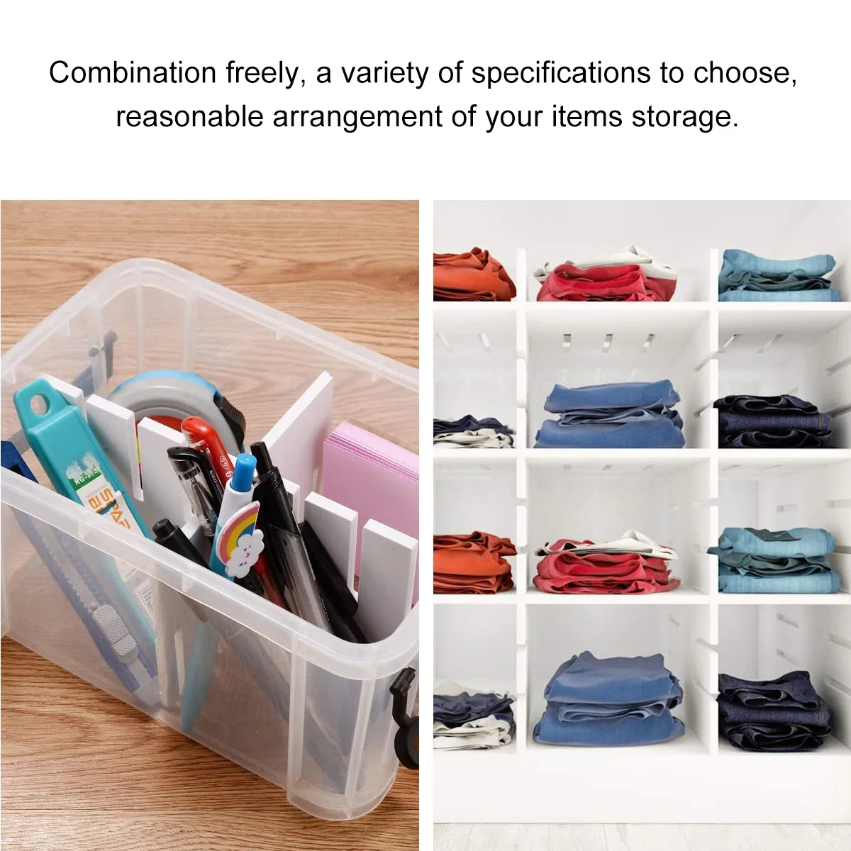 34 Pcs Drawer Plastic Divider Multipurpose Separator Free Combination PP Boxes Home Adjustable Storage Partition