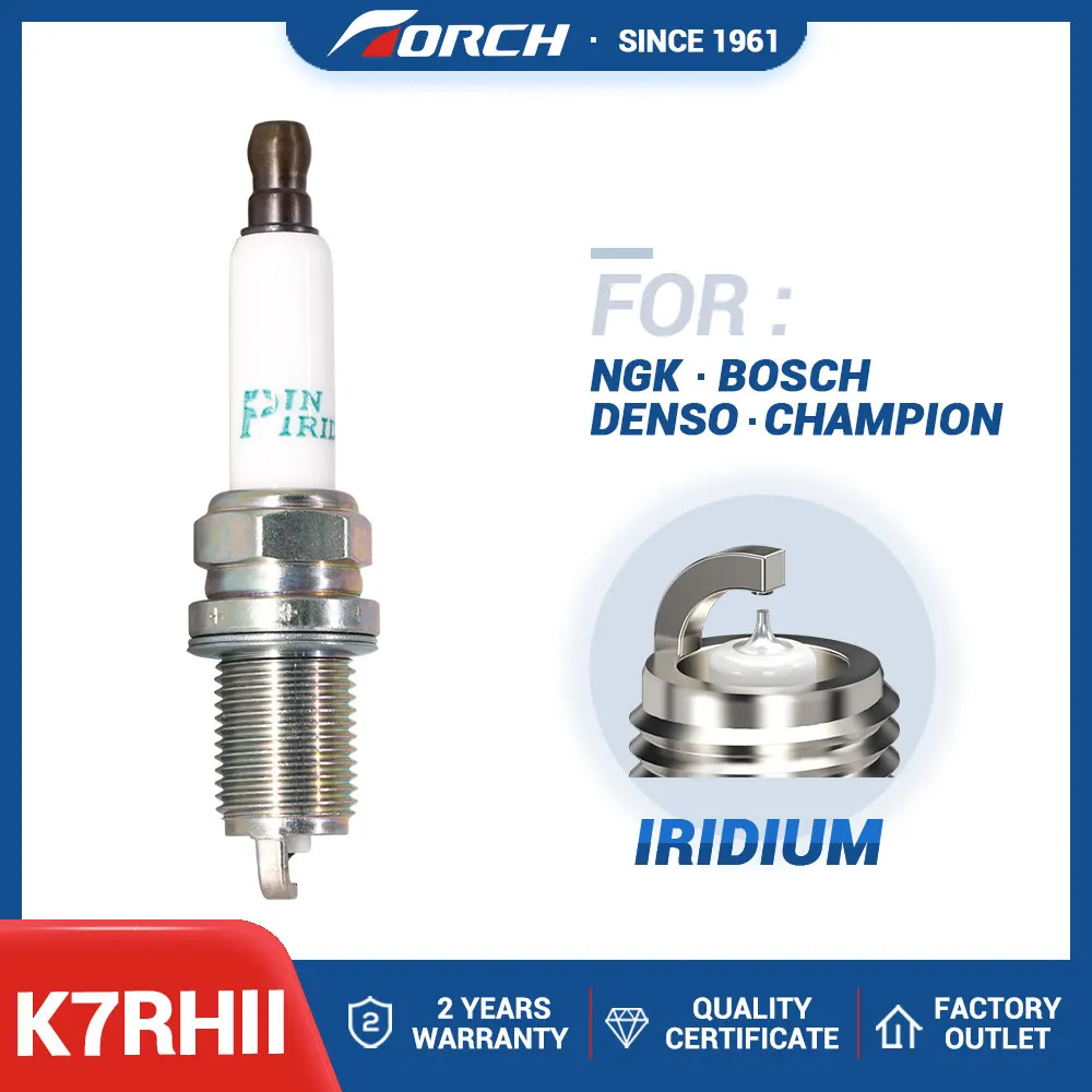 

Spark Plug TORCH K7RHII Replace for PFR7S8EG for F5KPP332SB 0242245576 for VW 101905631H for Denso IK22 Double Iridium Candle