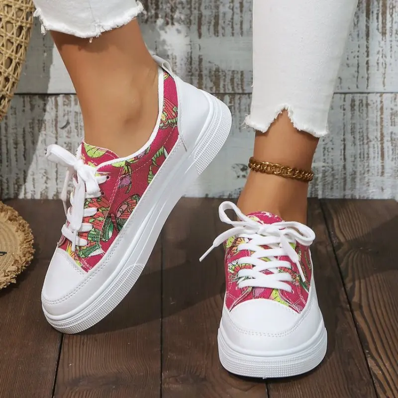 

Women Platform Sneakers 2024 New Ladies Fashion Round Toe Lace Up Casual Flats Outdoor Running Shoes Comfortable Female Footwear