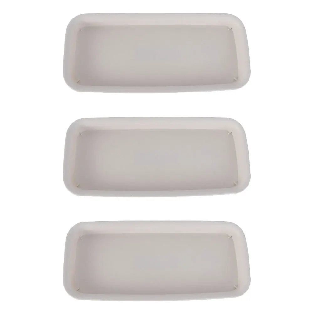 3 Buah Pot Bunga Persegi Panjang dengan Tatakan Plastik 21x8,5cm Warna Beige, Anti Bocor, Tahan Lama, Nampan Pot Tanaman, Nampan Tanam