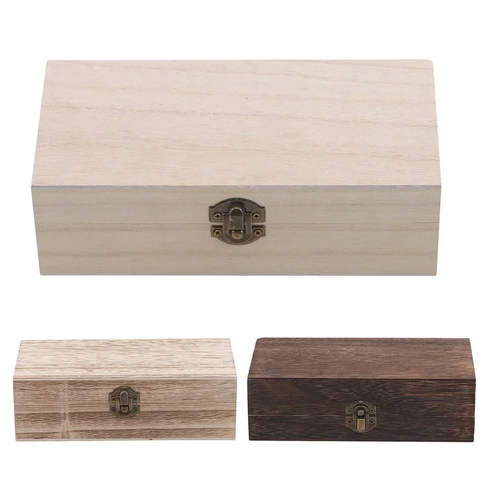 

Rectangular Wooden Storage Box Retro Buckle Jewelry Box Desktop Wood Clamshell Storage Hand Decoration Wooden Gift Box