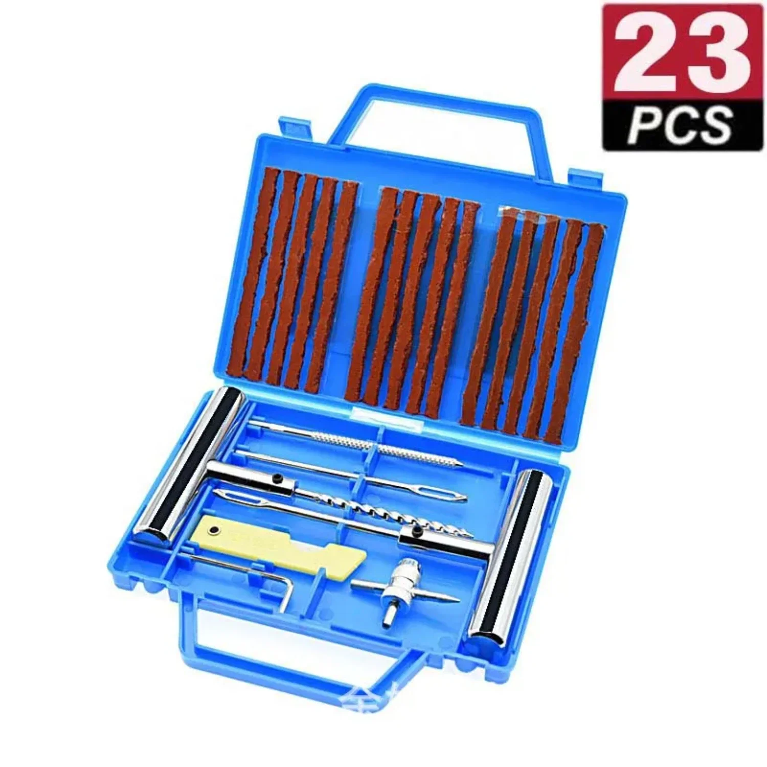 

Enhance Your Toolbox with Top-of-the-Line Tubeless Tire Repair Kit - High Quality 23pcs Kit for Car, Van, Motorcycle, and Bike -