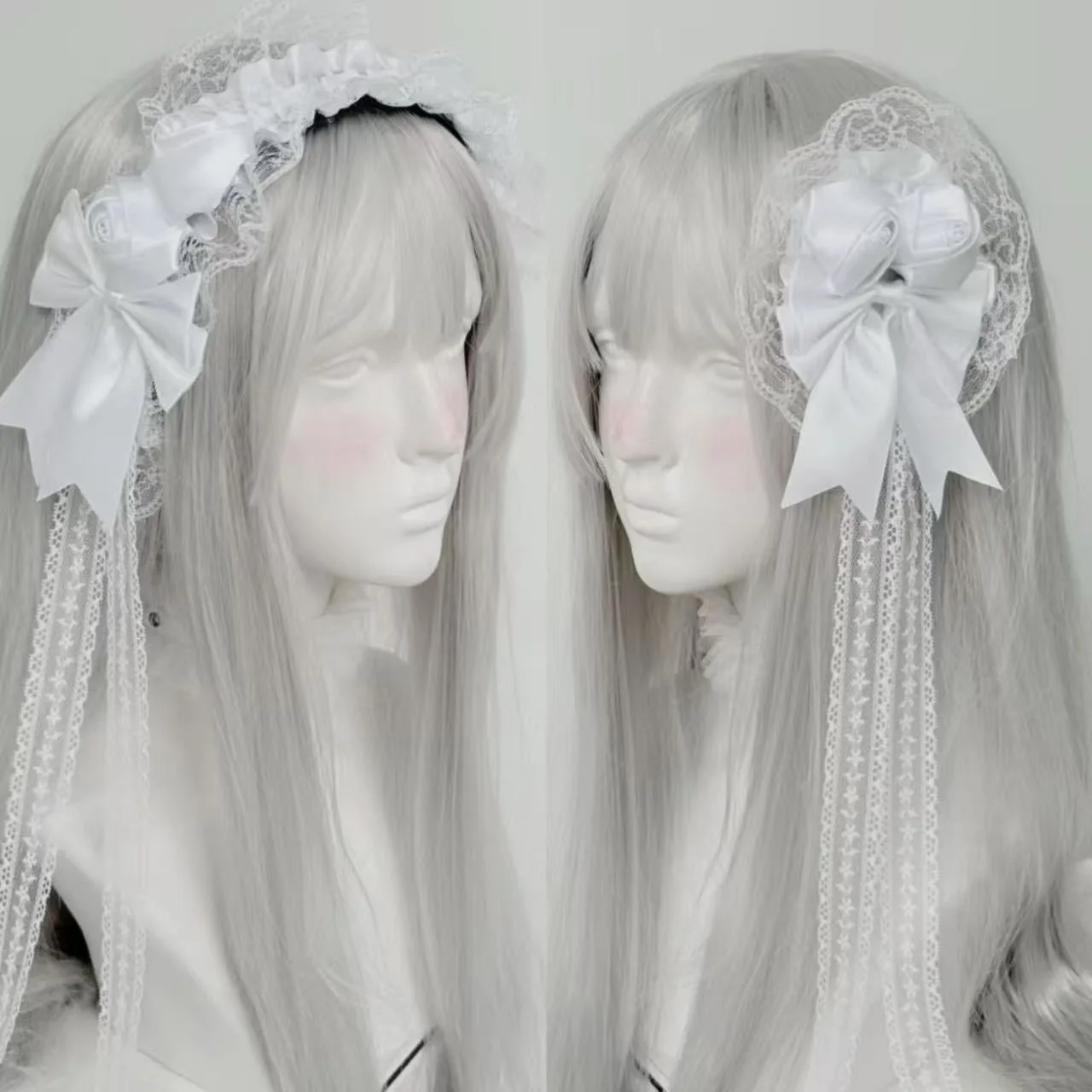 여자 클래식 로리타 스타일 레이스 보우 로즈 머리핀 꽃 파티 머리띠 코스프레 파티 우아한 머리 장식 액세서리 애니메이션