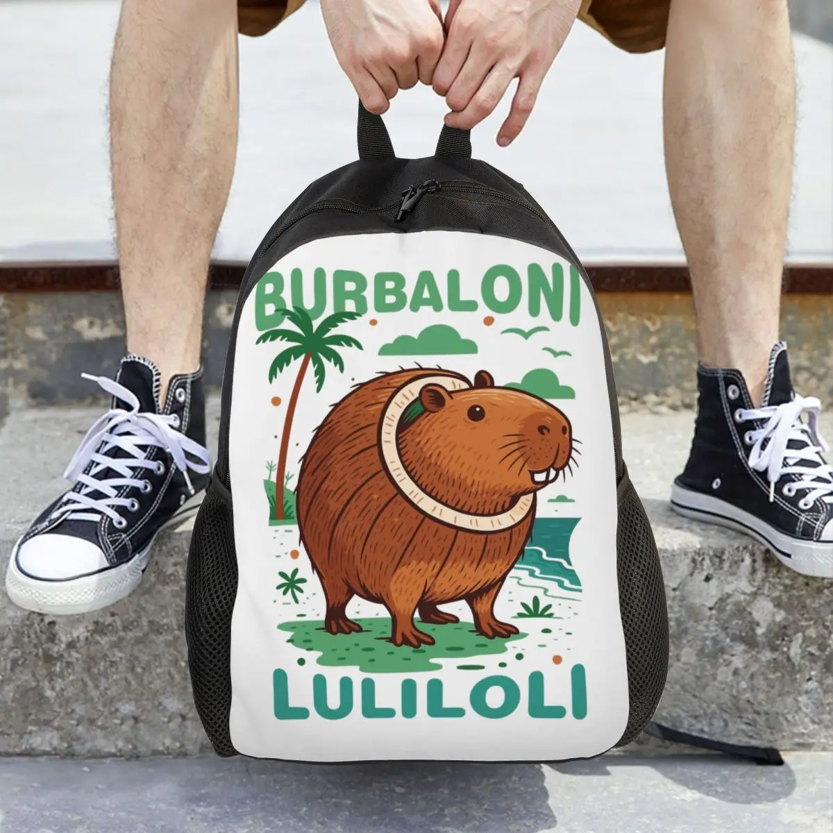 

Burbaloni Lul Omar Capybara итальянский рюкзак Brainrot, спортивный школьный рюкзак для пешего туризма и путешествий для мужчин, сумка на плечо для ноутбука и компьютера